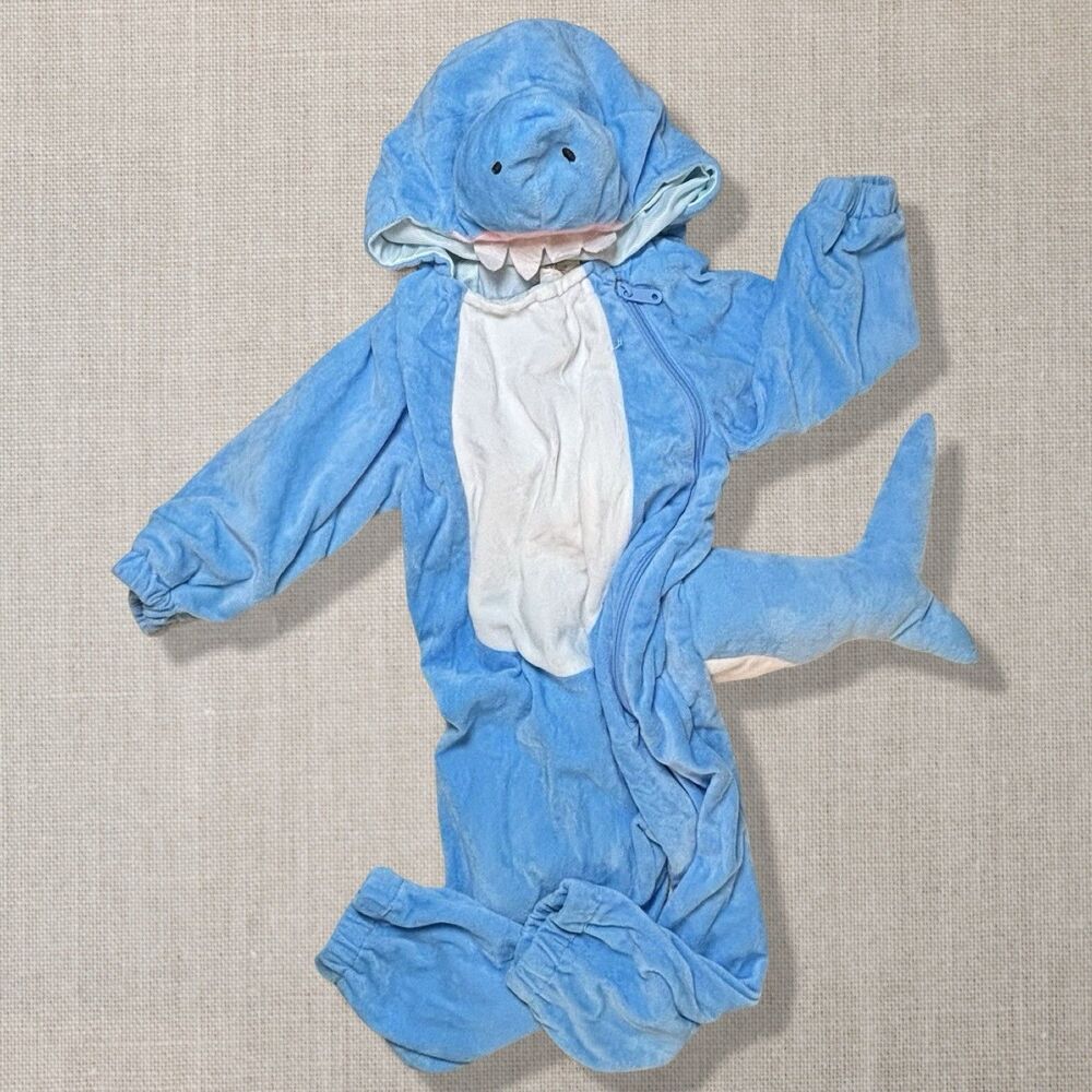 Shark Halloween Costume 2T/3T Blue 1 Piece Plush Hooded Unisex Toddler